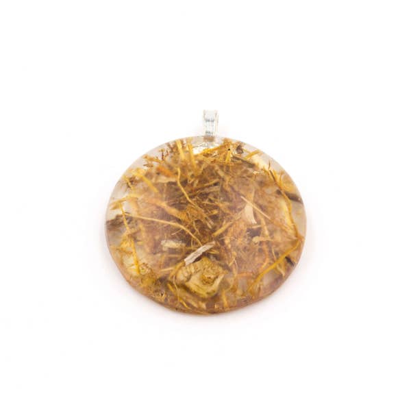 Vetiver Root in Resin Pendant Protection and Love Large Round