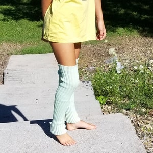 Hand Knitted Light Green Legwarmers, Above Knee Exercise Leg Warmers, Acrylic Leg warmers, Dance Legwarmer, Yoga Legwarmer, Hiking Legwarmer