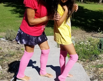 Hand Knit Bright Pink Leg Warmers, Bright Pink Dance Legwarmer, Acrylic Exercise Leg Warmers, Pretty Pink Arm Warmers, Pink Yoga Leg Warmers