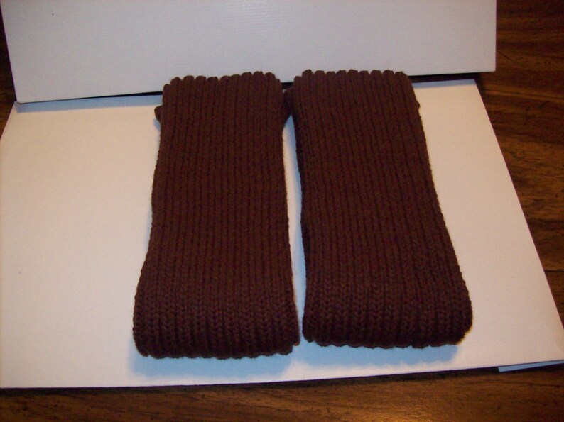 Unisex Brown Knitted Leg Warmers, Exercise Leg Warmers, Yoga Leg