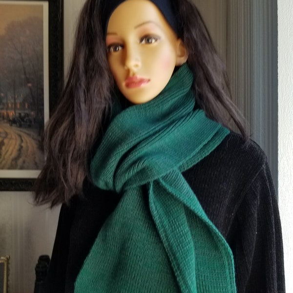 Hunter Green Scarf, Unisex Green Scarf, 74 inches long Scarf, Acrylic Dark Green Scarf, Machine Washable and Dryable
