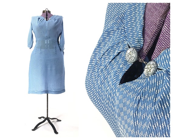 Size M petite 1940s dress 40s dress blue dress Pri