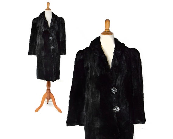 Vintage 1930s Coat black fur coat 30s 1920s 20s wo