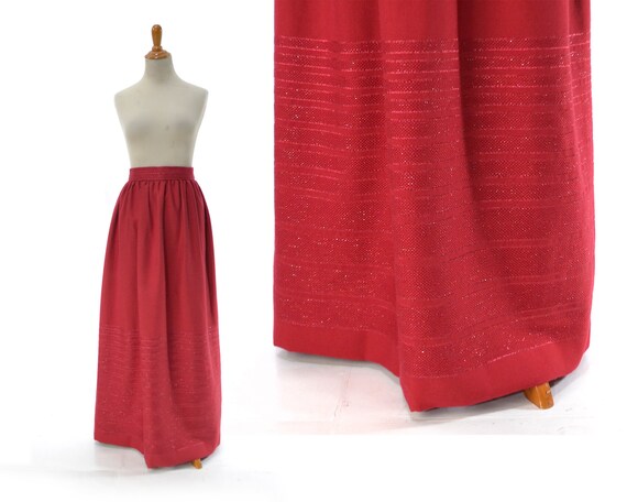 Size XS Small Vintage 1950s long red skirt long ma