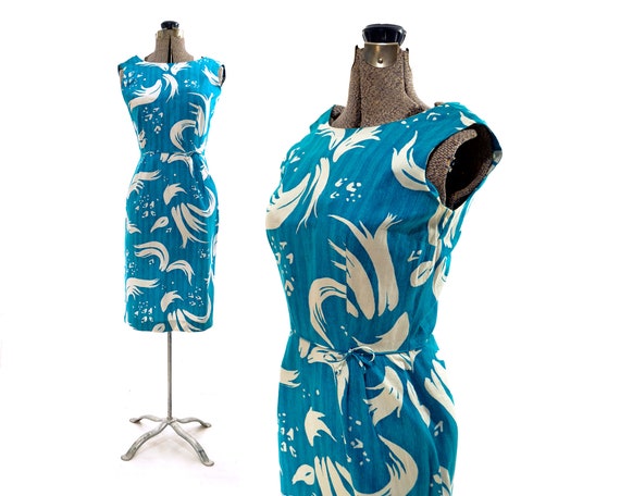 Size small vintage 1950s hawaiian print dress vint