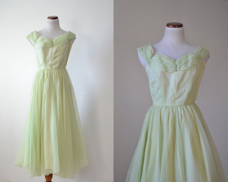 40s Prom Dress Green Dress 1940s Dress Girls Gown XS Dress | Etsy