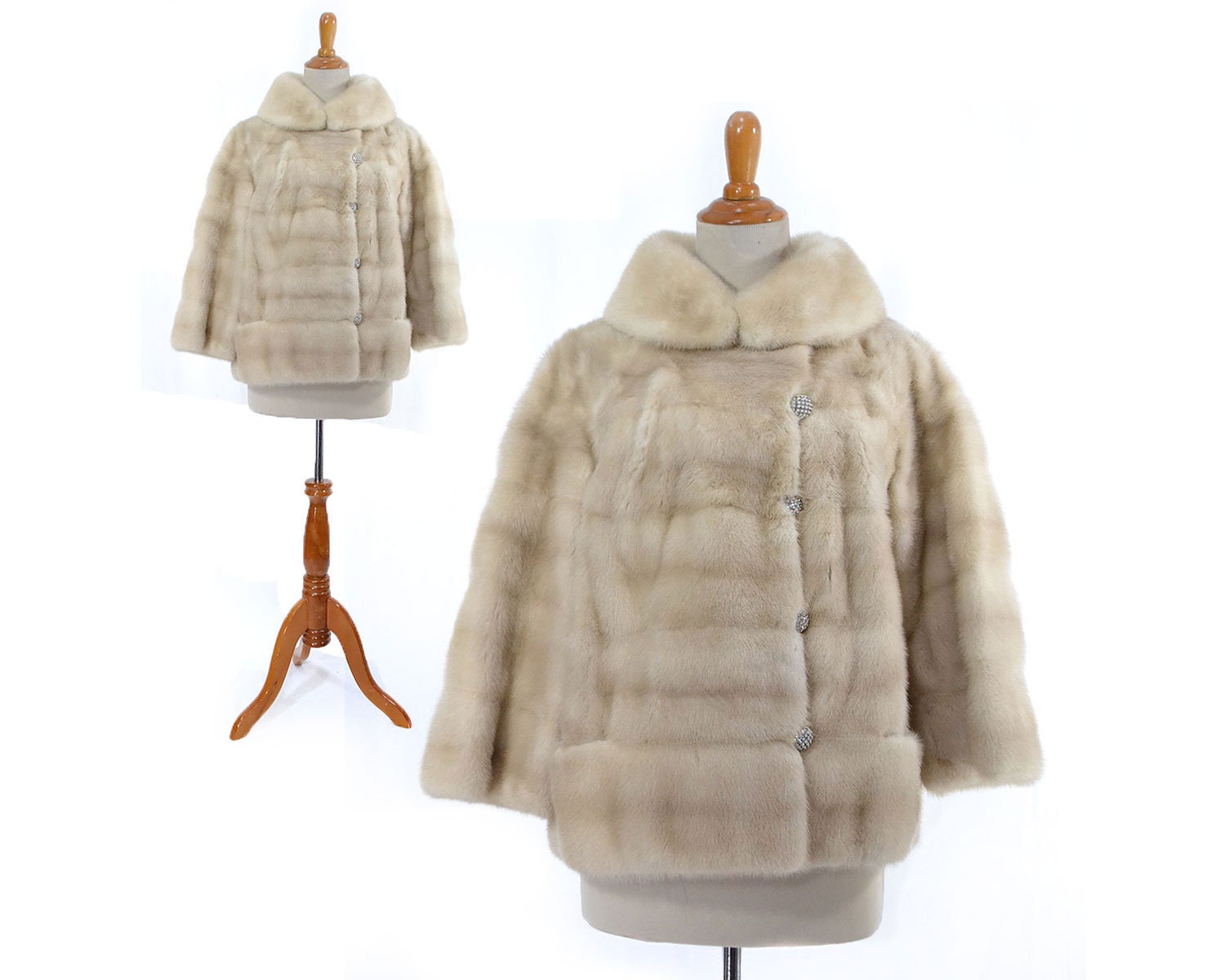 White Fur Coat Real Vintage White Mink Coat Small Medium Etsy