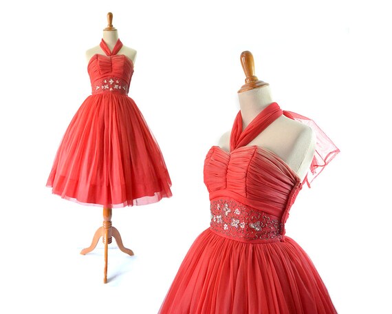 red 50s dress