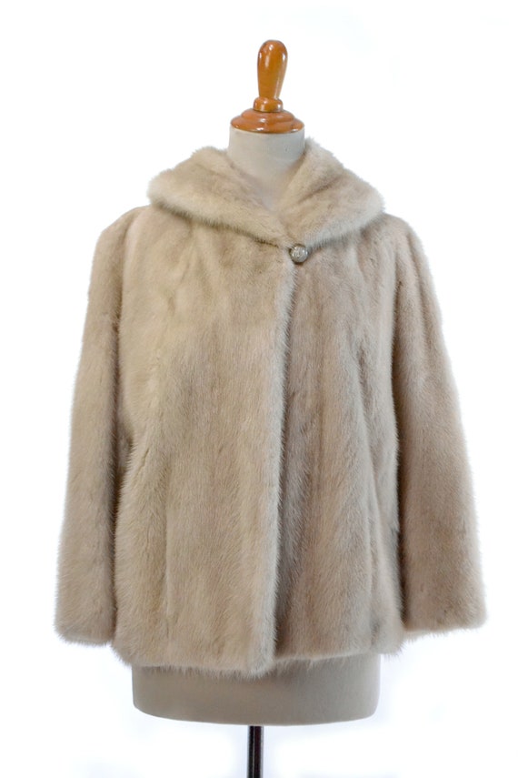 White Fur Coat Real Fur Mink Azurene Jacket Vintage 1… Gem