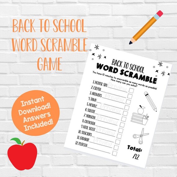 Back to School Word Scramble Printable Back to School Game - Etsy