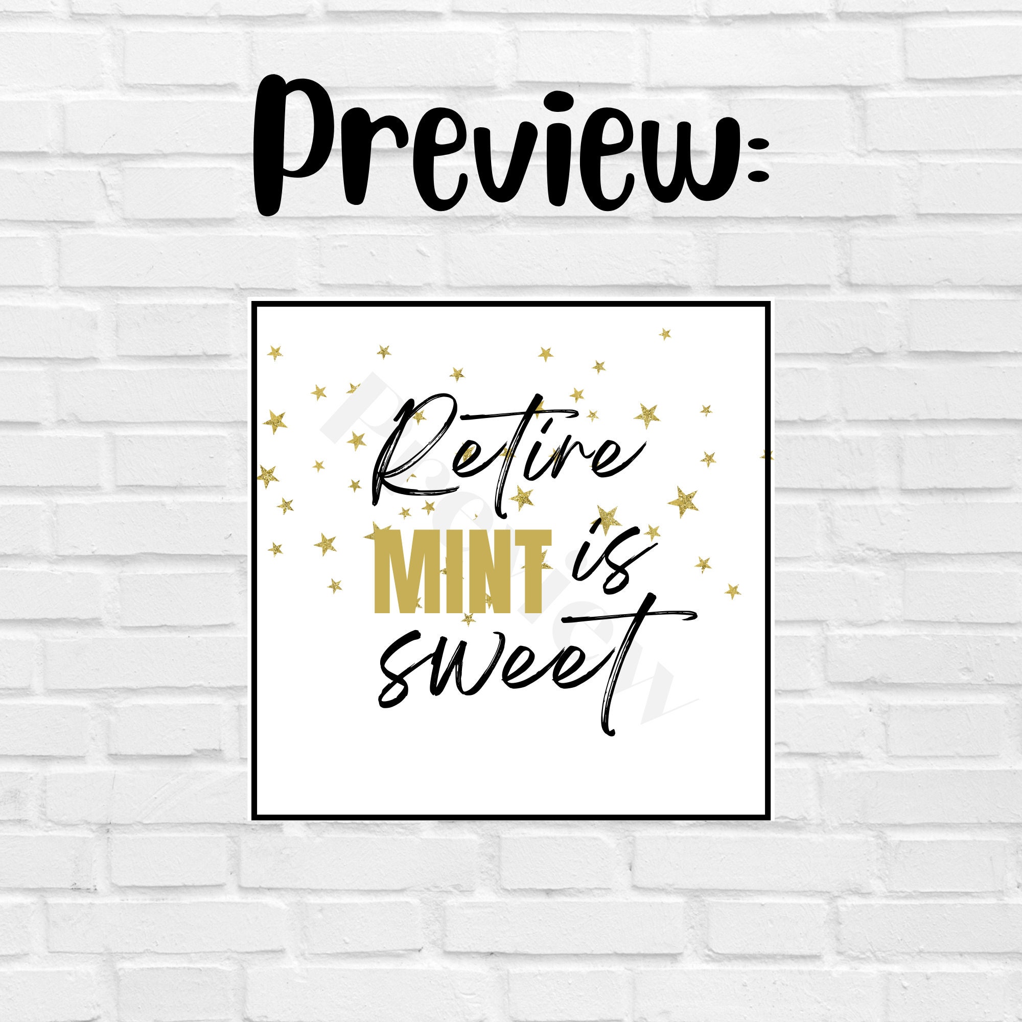 Printable Retirement Gift Tag Retire MINT is Sweet Favor Toppers Puns ...