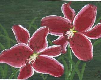 ACEO- Original Painting-Stargazer Lily- By the Artist