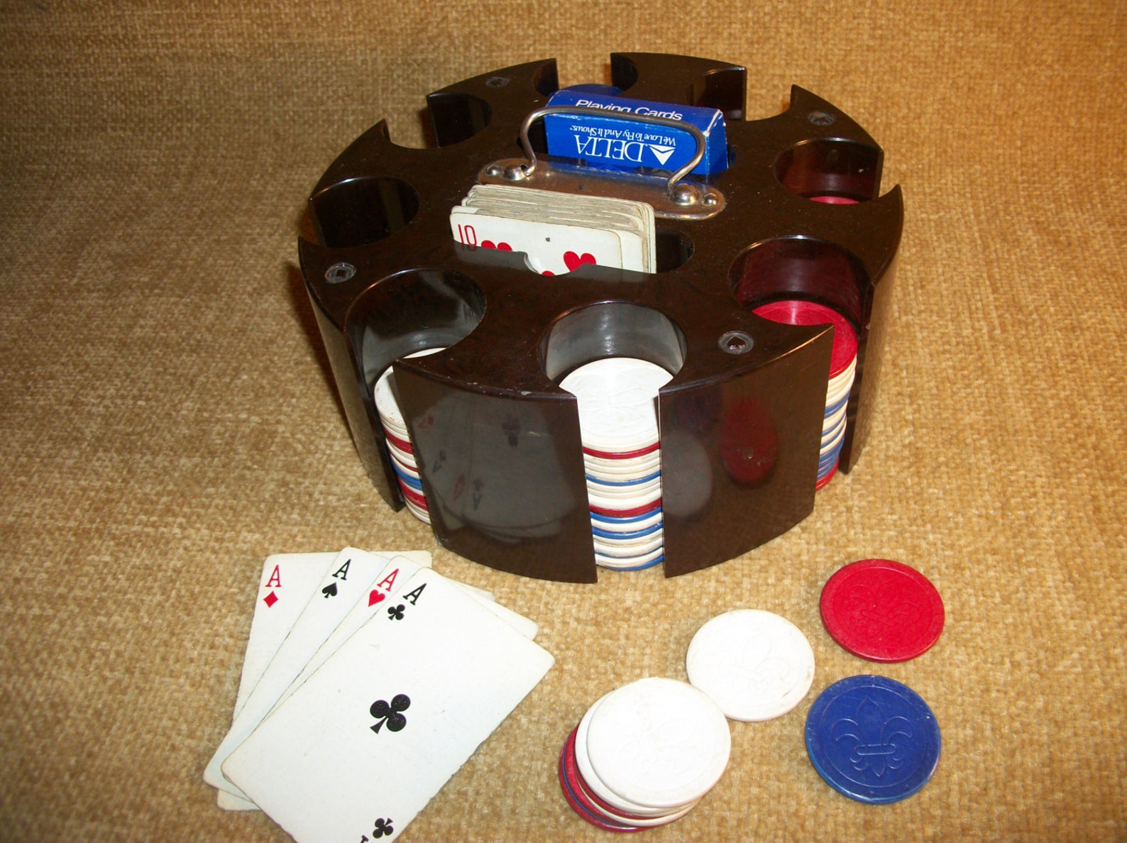 Poker Game Carousel Rotating Chip Caddy and Card Holder 200 Etsy