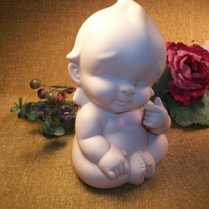 Naakte Baby Keramiek Beeldje Zuigeling Pasgeboren Chubby Kewpie Stijl Ivoor Bisque Babykamer Vintage Home Decor