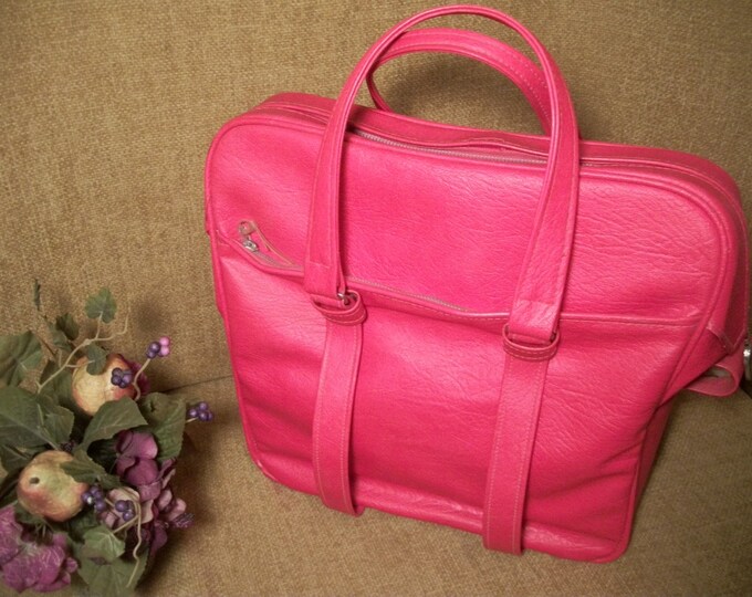 Vintage 1960's Pink Samsonite Carry on Suitcase, Vinyl Luggage