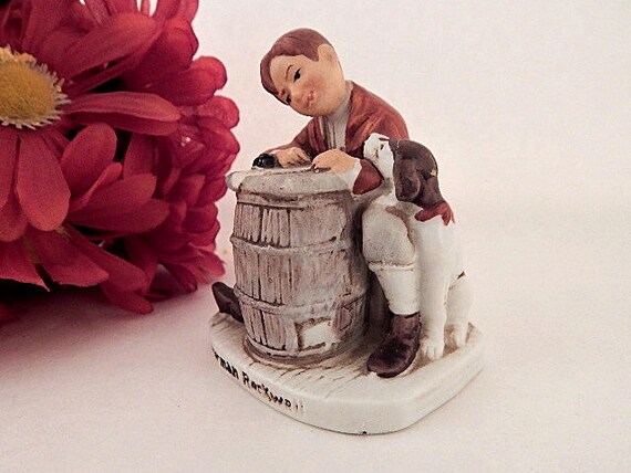norman rockwell a boy and his dog figurines