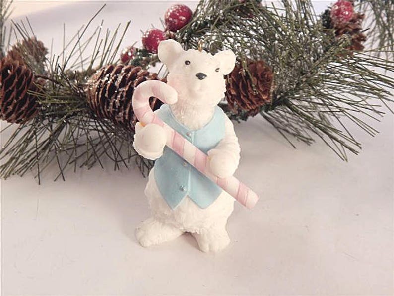 Polar Bear Ornament 3 White and Blue Cold Cast Resin Figurine Christmas Decor FREE SHIPPING Free Shipping