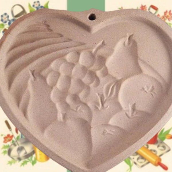 Cookie Mold Heart of Plenty Vintage 1995 Pampered Chef Stoneware Food Art Paper Craft Baking Supply Kitchen Decor