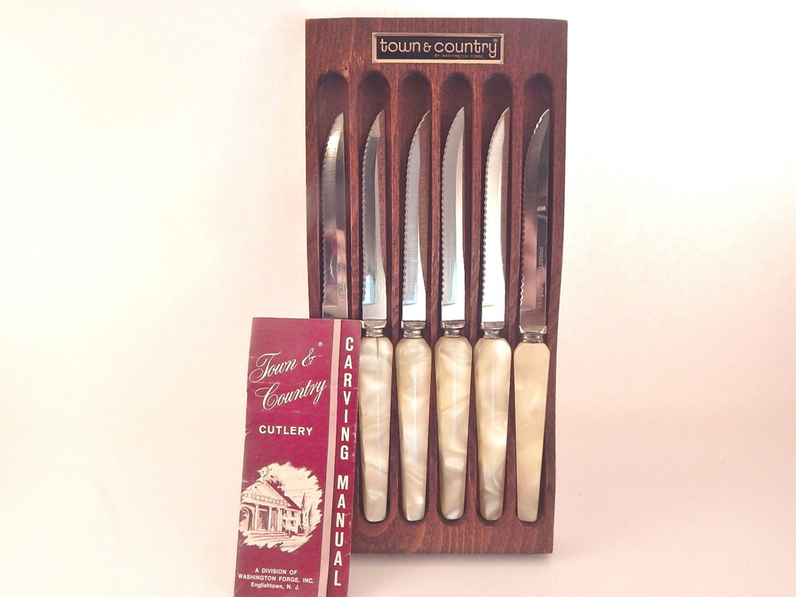 Steak Knife Set Town and Country Mother of Pearl Stainless Etsy