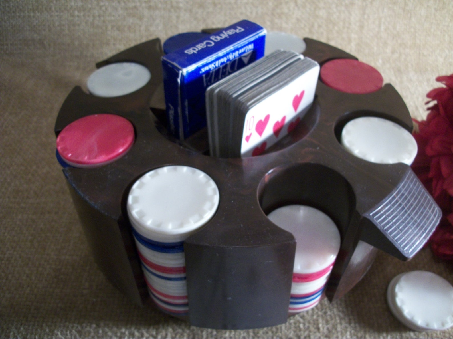 Poker Game Carousel Rotating Chip Caddy and Card Holder 200 Etsy