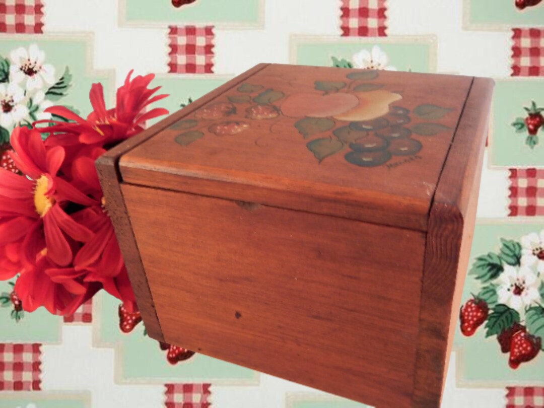 Recipe Card Box Wooden Index Card File Box Home Organization Etsy
