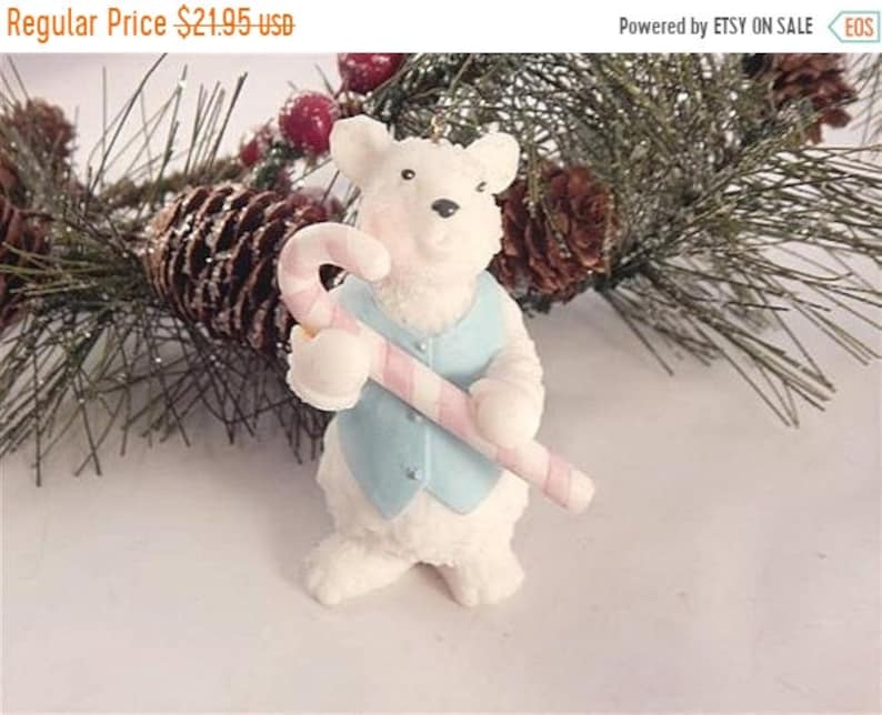 Polar Bear Ornament 3 White and Blue Cold Cast Resin Figurine Christmas Decor FREE SHIPPING Free Shipping
