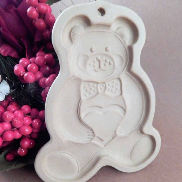 Teddy Bear Cookie Mold Pampered Chef Stoneware Cookie Art Paper Crafts and Baking Supply Vintage 1991 Kitchen Decor