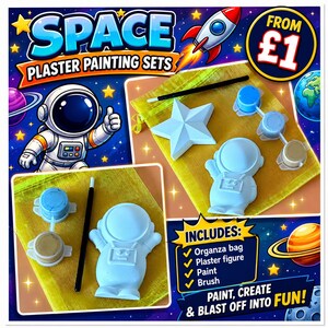 Space Themed Party Bags, FREE sticker, Paint your own spaceman, paint your own spaceman,