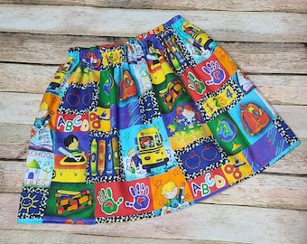 Back to School skirt back to school outfit bus skirt pencil skirt school outfit girls clothing rainbow dress fabric skirt