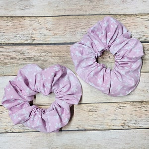 Pink hair scrunchie with white butterflies hair tie hair accessories