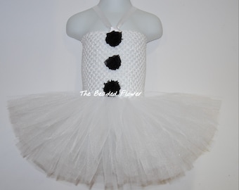 Sale Cute Snowman tutu dress Holiday Frosty crochet top with flowers newborn to 7 years