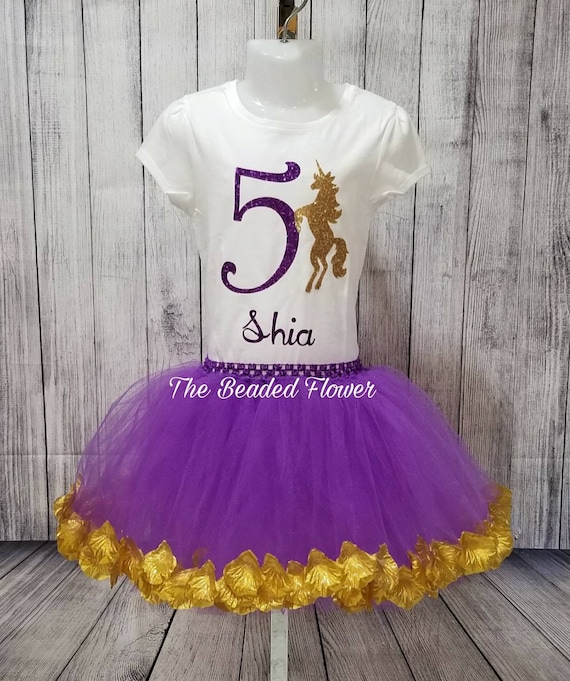 Unicorn Birthday Shirt Tutu Outfit Set Party EMBROIDERED 1st 2nd 3rd 4th 5th