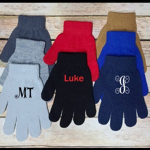 Kids monogram personalized gloves winter gloves choose color boys gloves