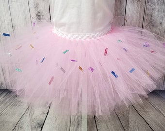 Pink tutu skirt donut tutu ice cream tutu made with sprinkles ice cream party donut party