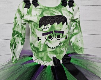 Cute Halloween monster costume green black Frankenstein costume