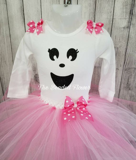 Cute Ghost Halloween Tutu Skirt and Shirt Long Sleeve Bodysuit Newborn to 5T Halloween Costume Pink Ghost Ghost Tutu Outfit 4 5 6x Etsy