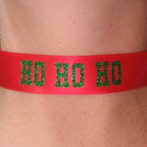 Ribbon choker Christmas choker necklace Santa Holiday Ho Ho Ho Red Green Christmas necklace adult teen child