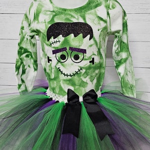 Cute Halloween monster costume green black Frankenstein costume
