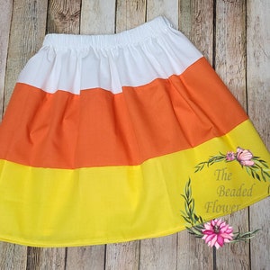 Candycorn fabric skirt halloween skirt pencil skirt spooky cute skirt candy outfit girls skirts