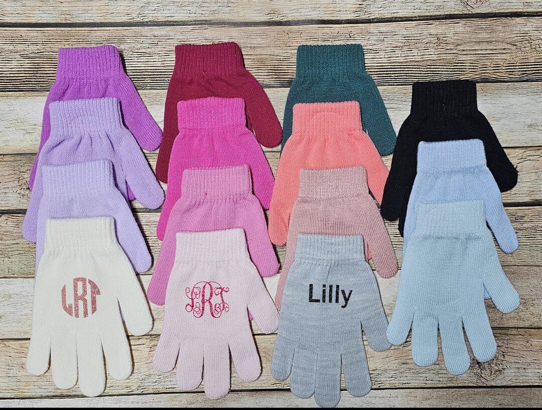 Kids Monogram Personalized Gloves Winter Gloves Choose Color Gloves