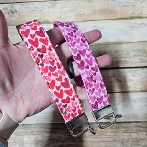 Key fobs valentines key ring fabric heart key fobs wrist key wristlet