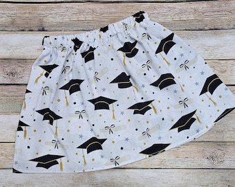 Graduation fabric skirt for girls Prek Kindergarden grad outfit toddler graduation cap and gown fabric skirt