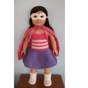 Crochet Pattern Superhero Costume for American Girl or other 18 Doll Halloween or Dress Up image 3