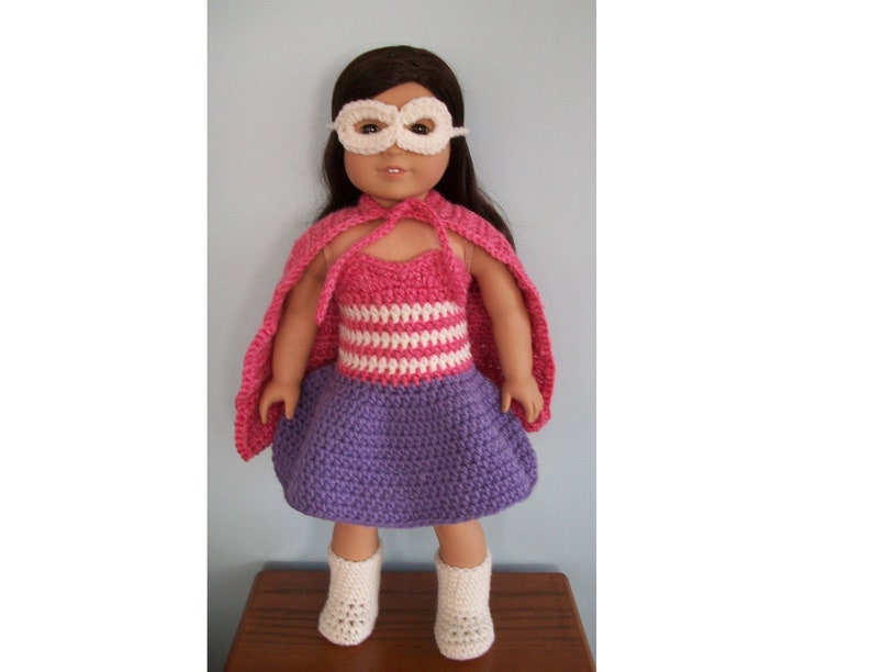 Crochet Pattern Superhero Costume for American Girl or other 18 Doll Halloween or Dress Up image 3