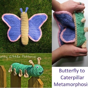 Modèle au crochet - métamorphose de la chenille en papillon (jouet amigurumi réversible Topsy Turvy)