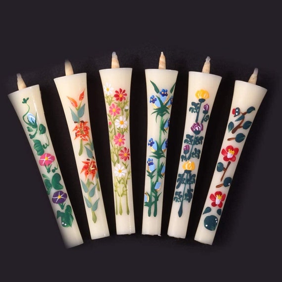 From Japan Hand Painted Picture Candles Flower Candles Set Etsy