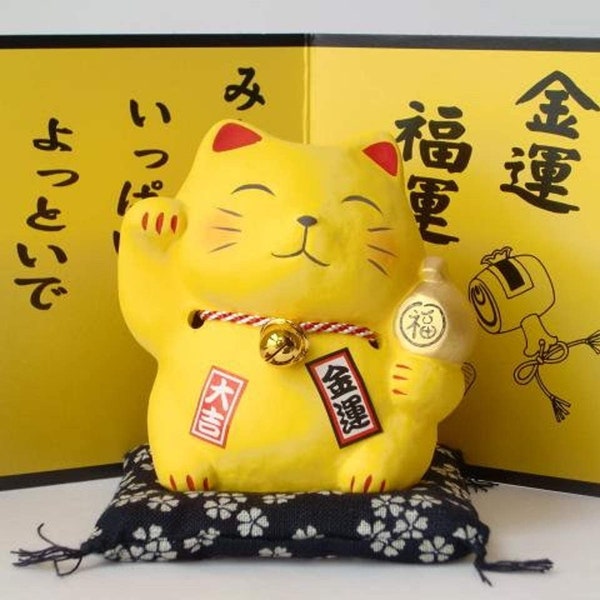 From Japan Beckoning Waving Lucky Cat for Money Luck Maneki Neko
