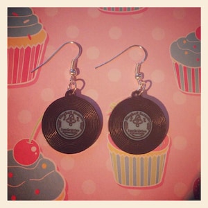 Cute Mini Vinyl Earrings 80's Rockabilly