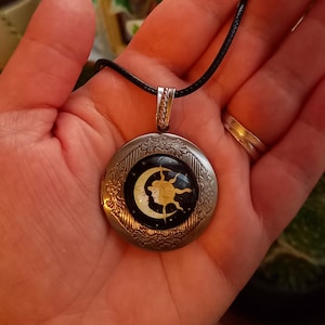 Celestial Sun and Moon Locket Necklace