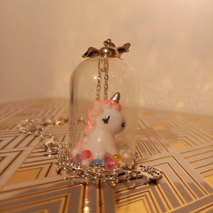 Miniature Unicorn Terrarium Glass Snowglobe Necklace FREE Gift Box